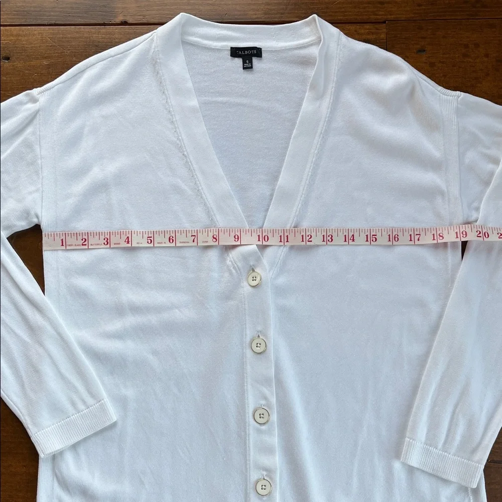 Talbots White Button Down Cardigan Sz S